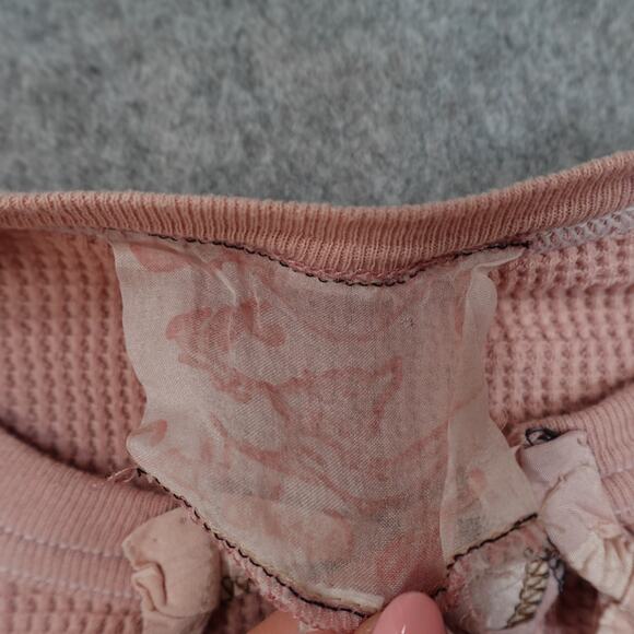 Boho Cardigan Womens Small/Medium? Open Front 3/4 Sleeve Waffle Knit Pink - Picture 2 of 7